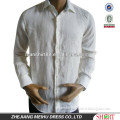 new men's 100% linen contrast collar linen dress shirt